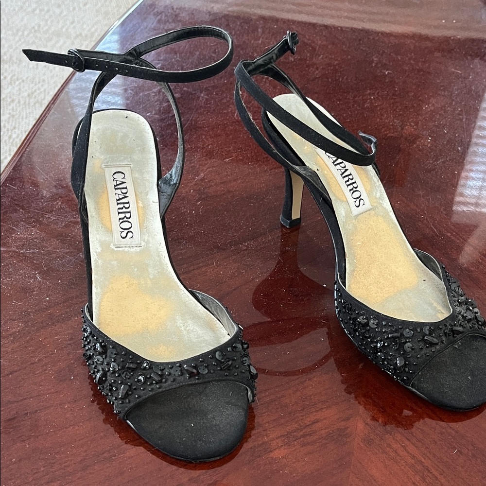 Caparros Black Beaded Heels Size 8B